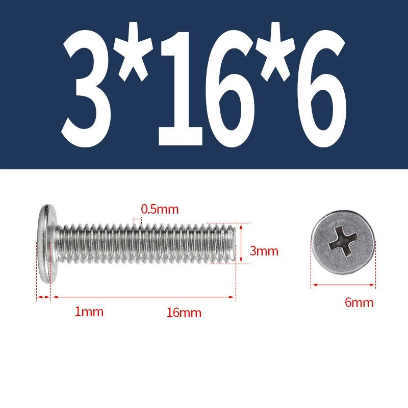 M1–M8 Ultra Thin Flat Head Phillips Machine Screws – A2 Stainless Steel, Fully Threaded