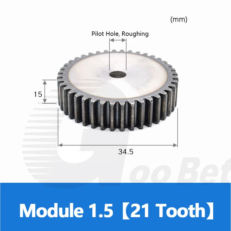 Mod 1 1.5 2 2.5 3 4 5 Spur Gear C45 Steel 12 Tooth - 160 Tooth Motor Pinion Flat