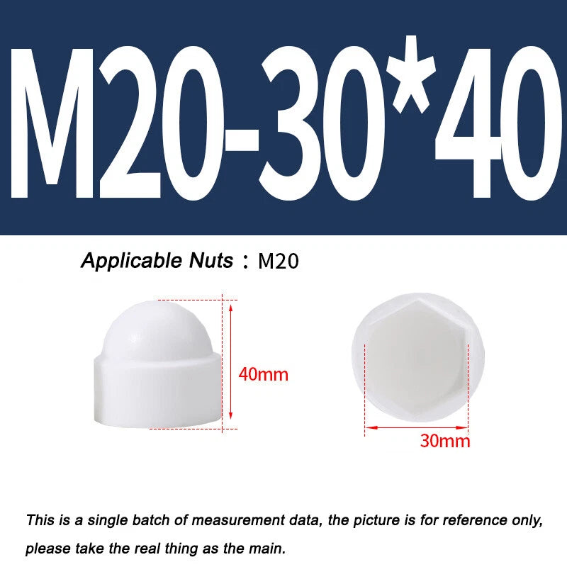 Hex Bolt & Nut Protection Caps – Plastic Hexagonal Screw Covers for M4 M5 M6 M8 M10 to M24 (PE, 5-100 Pack)