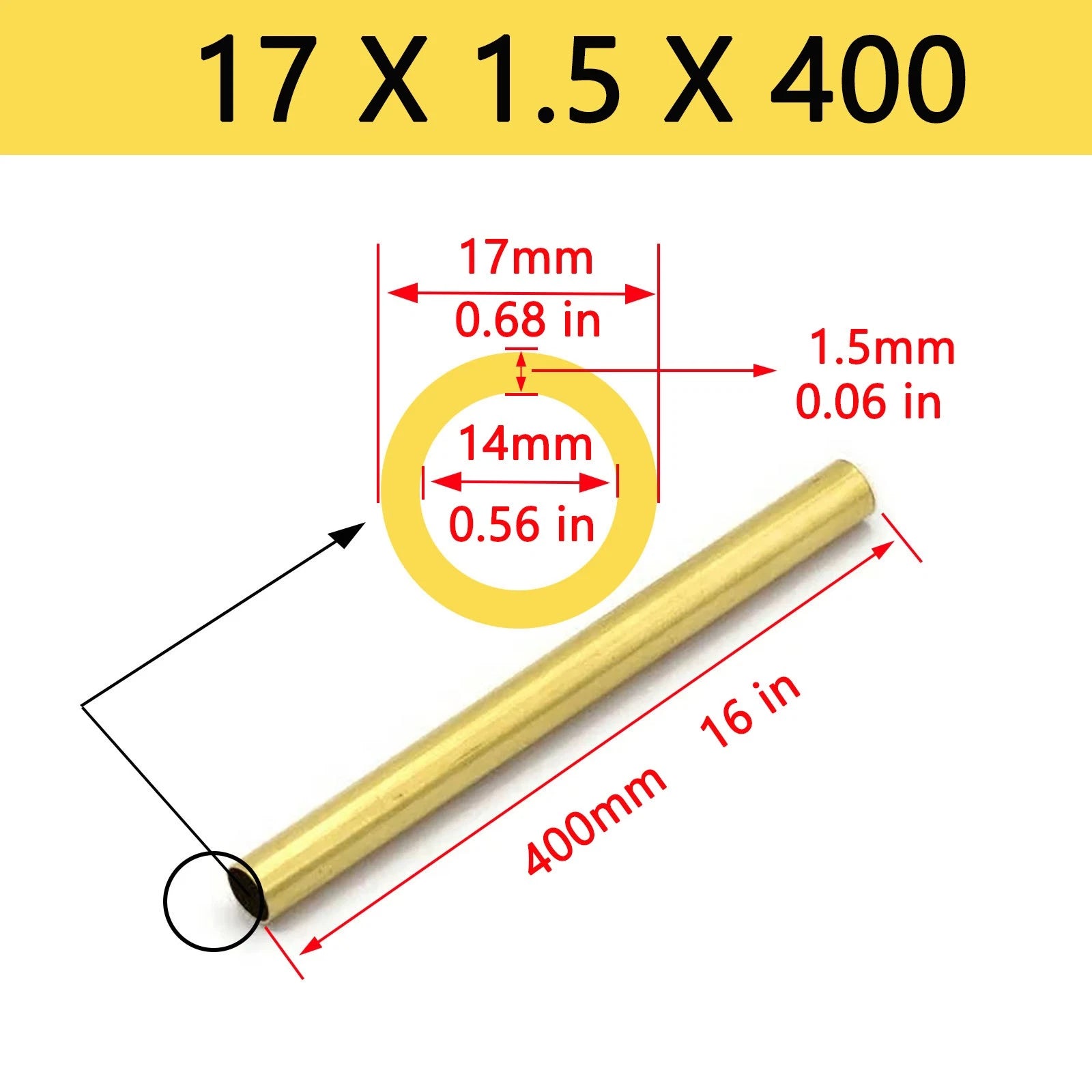 Brass Tubes ROUND PIPE Cu 62% OD 4mm 5mm 6mm 7mm 8mm To 25mm Length 400mm 0.4m