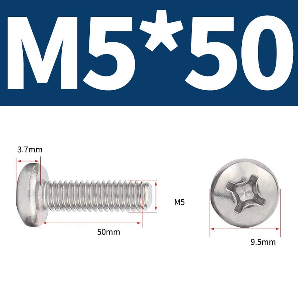 Phillips Pan Head Machine Screws — A4 Marine Grade Stainless Steel, DIN 7985 (M1.6–M10)