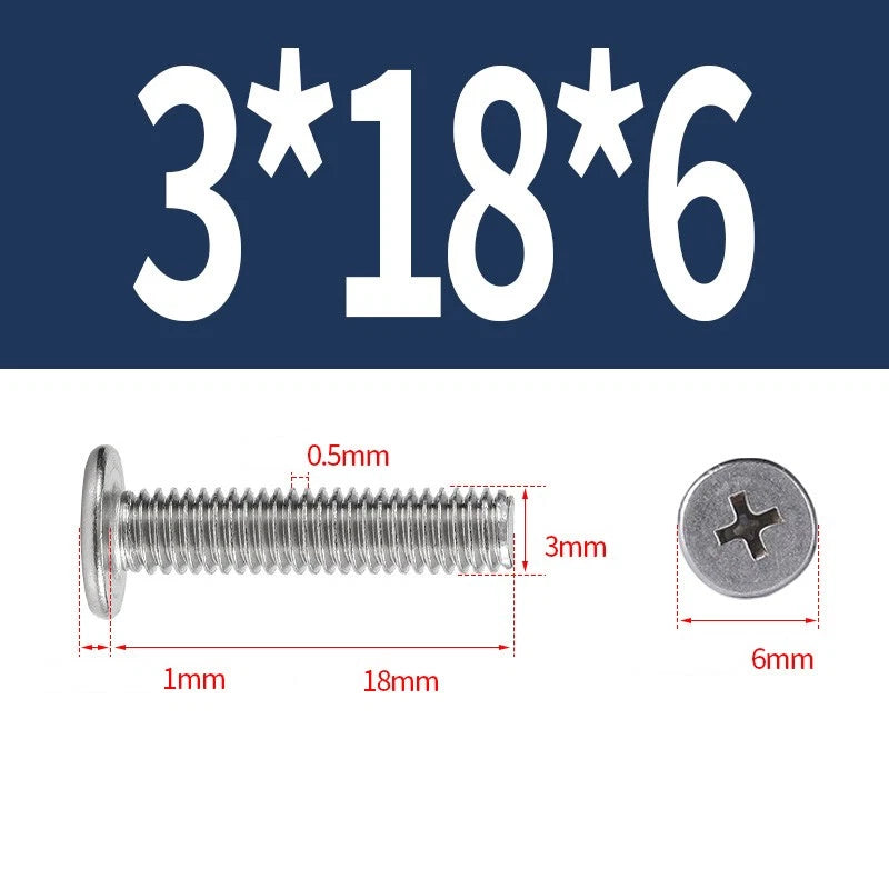 M1–M8 Ultra Thin Flat Head Phillips Machine Screws – A2 Stainless Steel, Fully Threaded