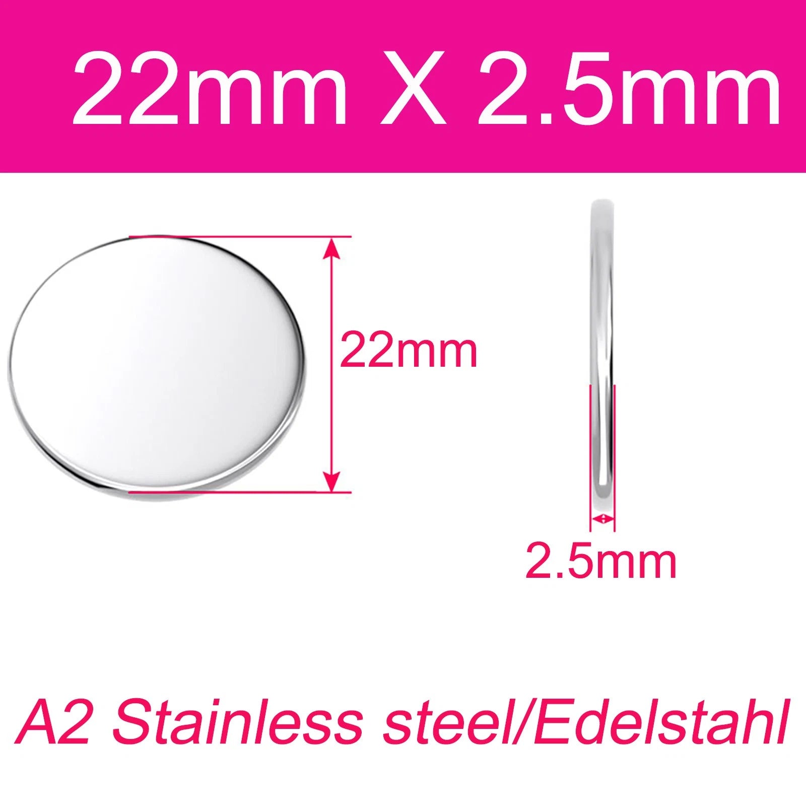 Round Plate A2 Stainless Steel Sheet Plate Thick 1/1.5/2/2.5/3/4/5mm Dia 6-80mm