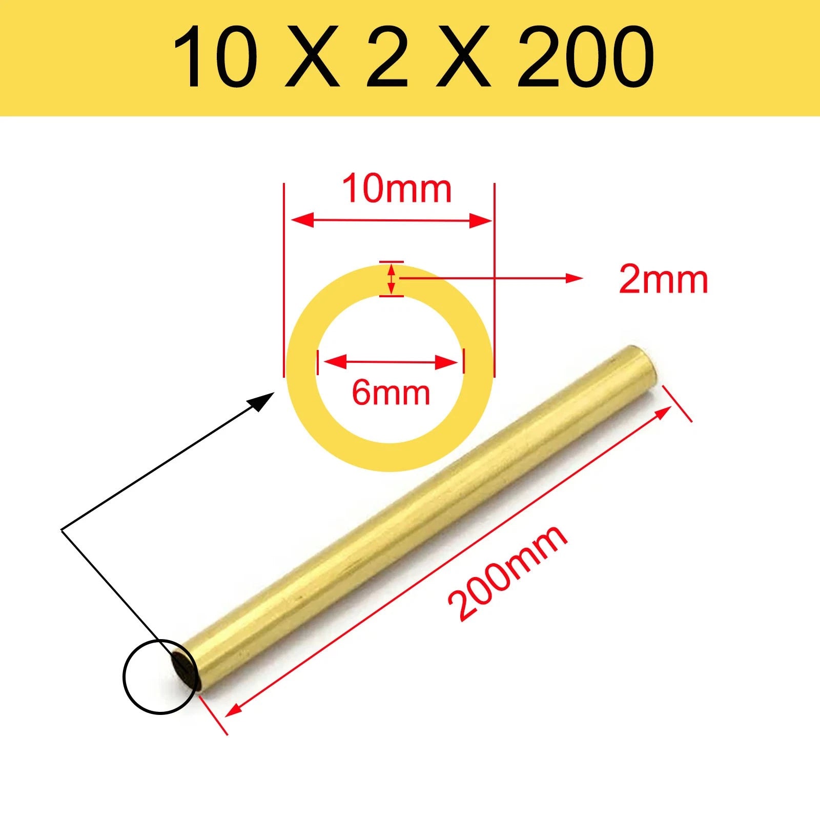 Brass Tubes ROUND PIPE Cu 62% OD 2mm 3mm 4mm 5mm 6mm 7mm 8mm 9mm 10mm To 90mm