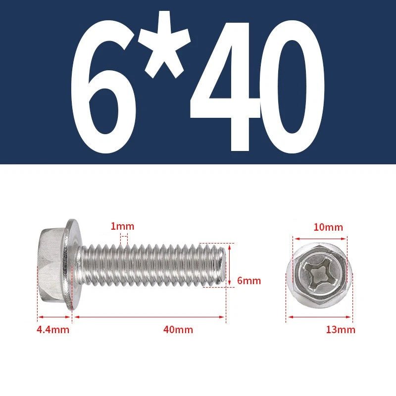 Phillips Hex Flange Screws 304 Stainless Steel M3–M8 | Dentate & Flat Flange - HomeDIYer