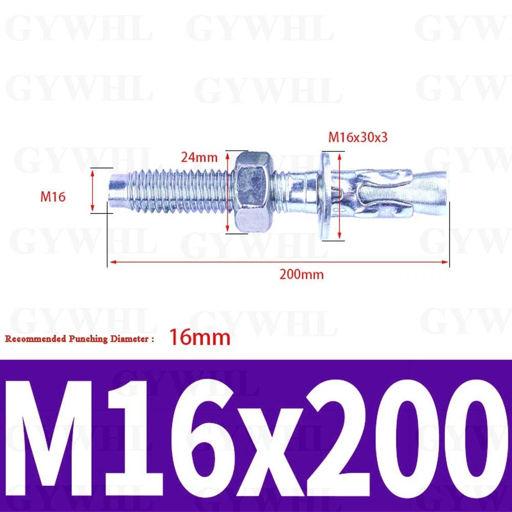 Hex Head Expansion Anchor Bolts — M6 to M20, Stainless Steel A2 & Zinc Plated, Extra Long