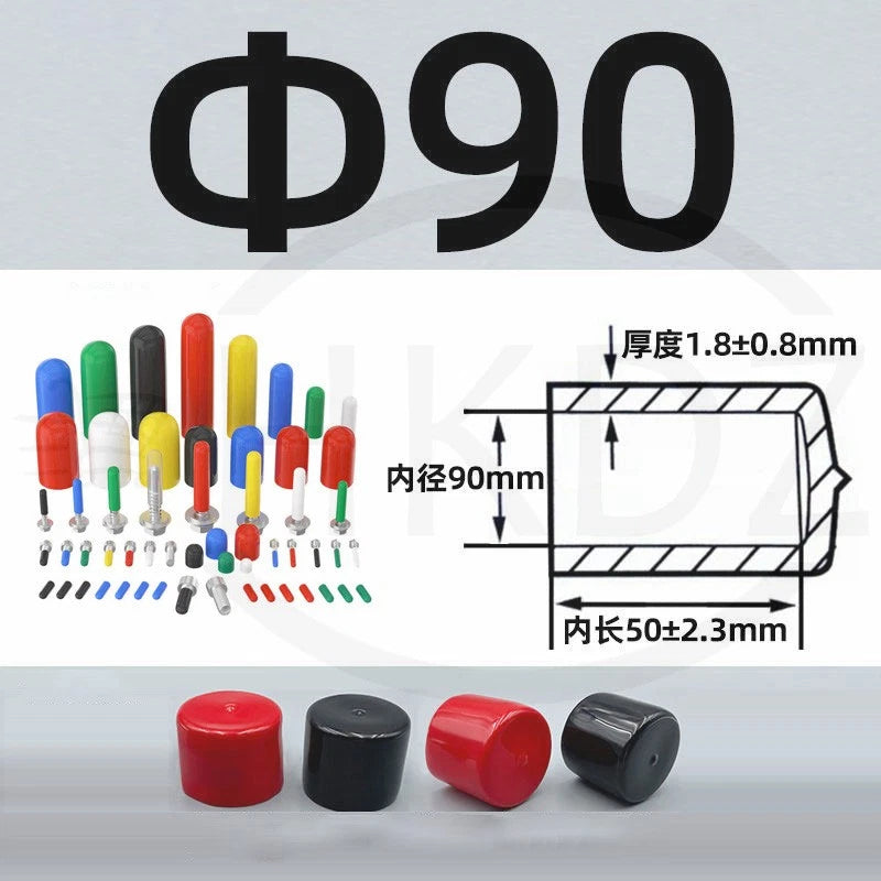 PVC End Caps for Screws, Bolts, Rods, Tubes & Cables – Thread Cover Protector, Rubber Plastic Caps (12-114mm, Multiple Colors)