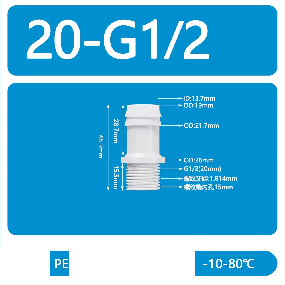 BSP Metric External Thread Straight Barb Connector – Plastic Hose Pipe Fitting
