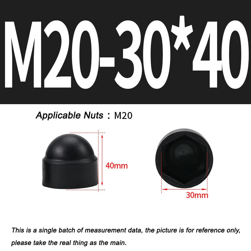 Hex Bolt & Nut Protection Caps – Plastic Hexagonal Screw Covers for M4 M5 M6 M8 M10 to M24 (PE, 5-100 Pack)