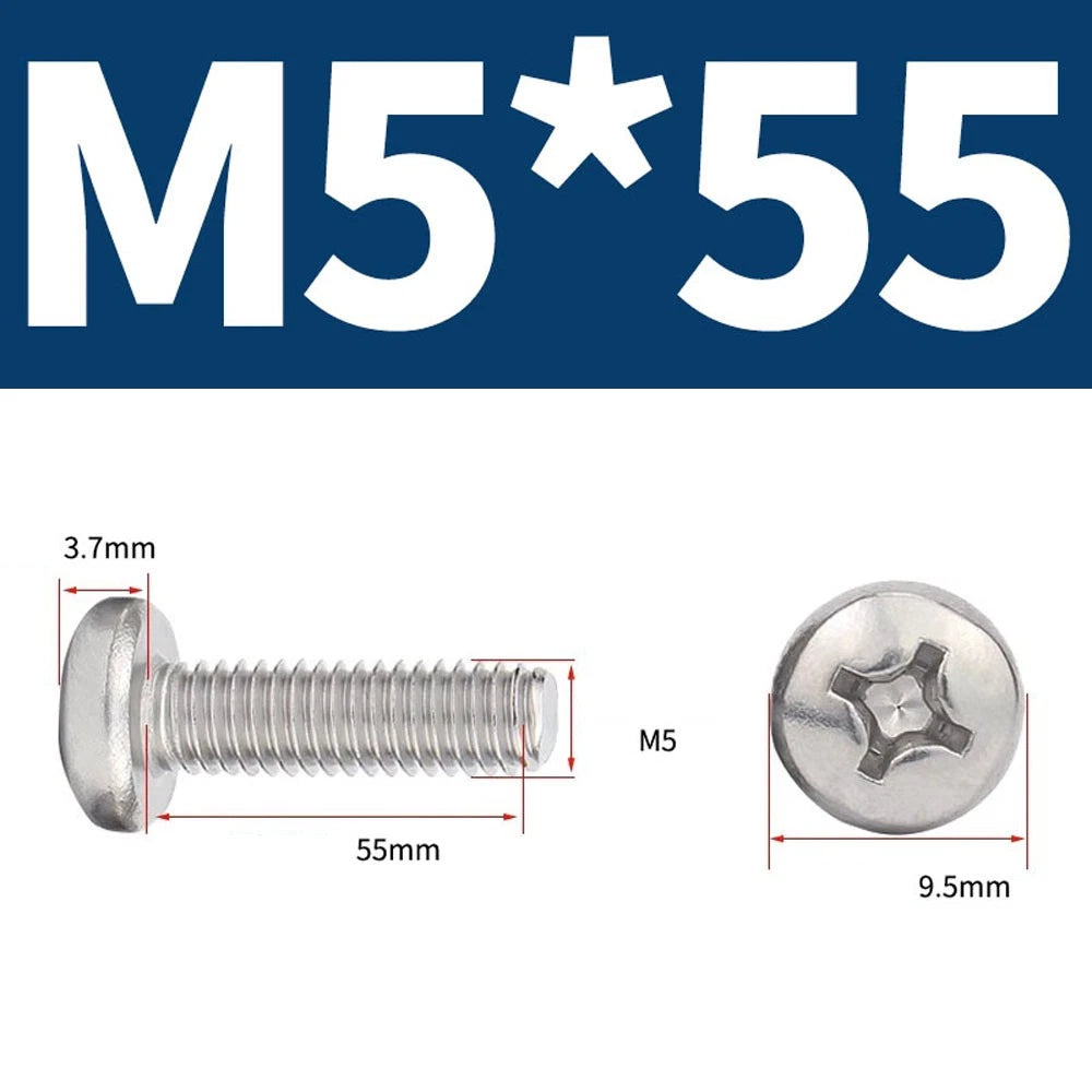 Phillips Pan Head Machine Screws — A4 Marine Grade Stainless Steel, DIN 7985 (M1.6–M10)