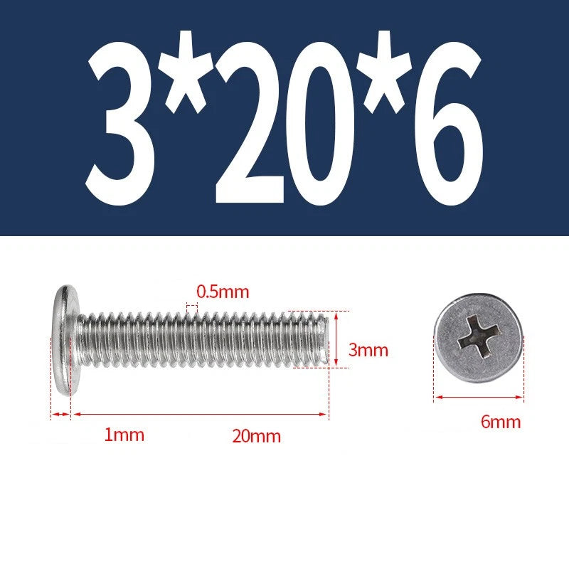 M1–M8 Ultra Thin Flat Head Phillips Machine Screws – A2 Stainless Steel, Fully Threaded