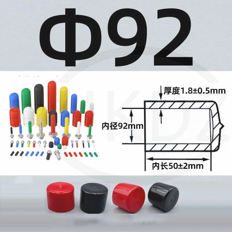 PVC End Caps for Screws, Bolts, Rods, Tubes & Cables – Thread Cover Protector, Rubber Plastic Caps (12-114mm, Multiple Colors)