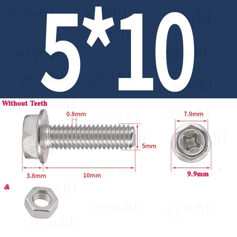 Phillips Hex Flange Bolts with Hex Nuts — Serrated & Smooth, M3–M8