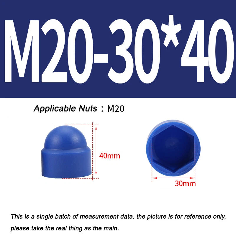 Hex Bolt & Nut Protection Caps – Plastic Hexagonal Screw Covers for M4 M5 M6 M8 M10 to M24 (PE, 5-100 Pack)
