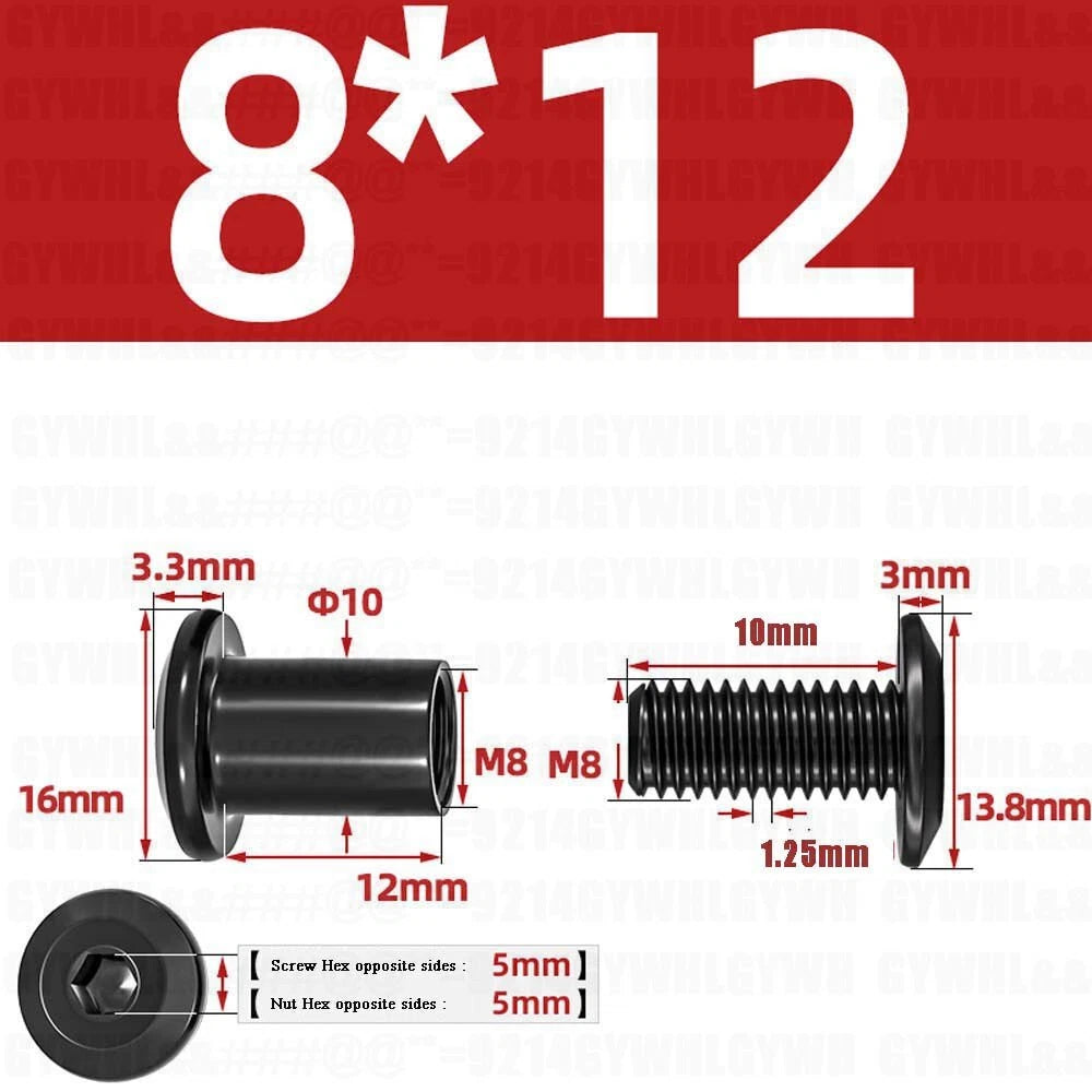 Metric Furniture Connector Bolts with End Cap Nuts — Stainless Steel M2 to M10