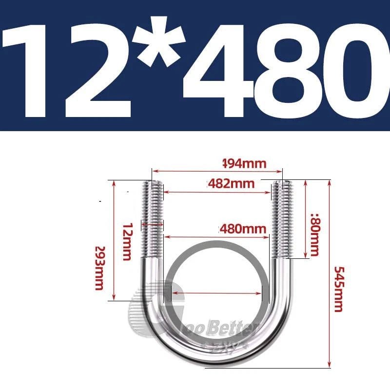 Square U - Bolts Stainless Steel — M6 to M24 | 304 A2 & 316 A4 Marine Grade - HomeDIYer