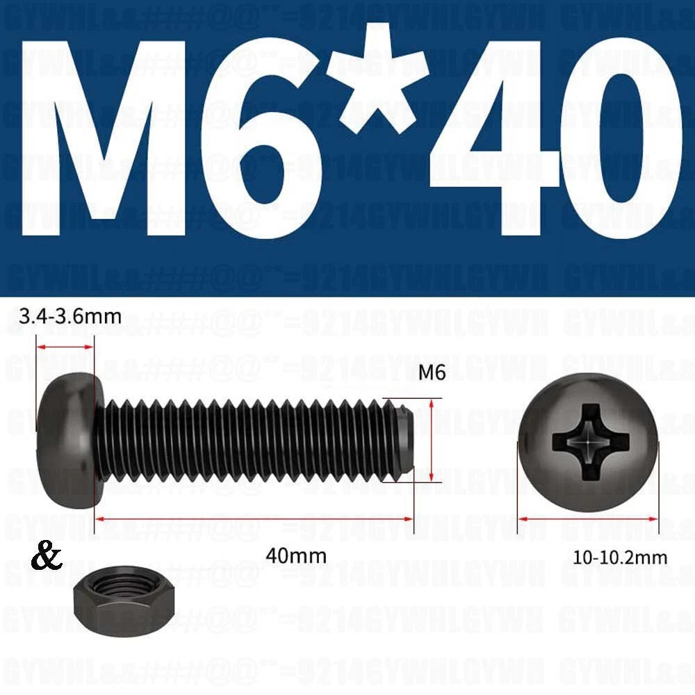 Black Pan Head Phillips Machine Screws + Hex Nuts Set – A2 Stainless Steel, M2 to M10