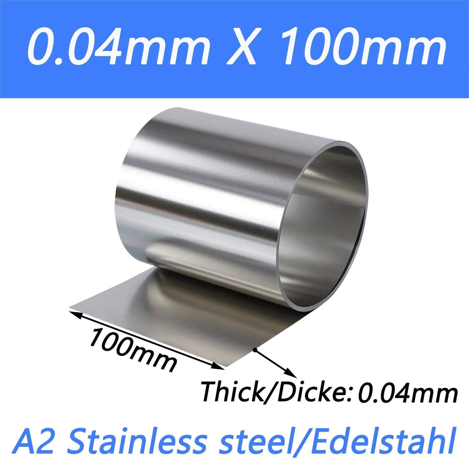 Stainless Steel 304 Thin Foil Strip Sheet | 0.01–1.0mm Thick, 10–400mm Wide