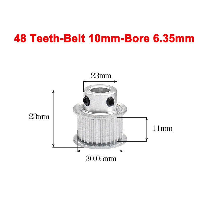 2GT Drive Pulley With Step 16 Tooth - 100 Tooth Bore 4mm - 25mm for 10mm Belt
