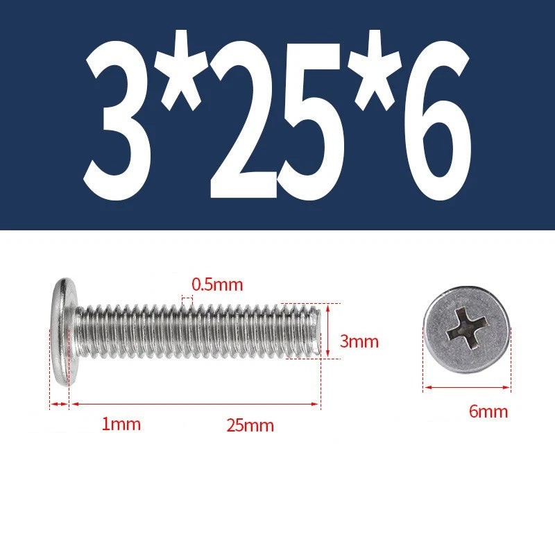 M1–M8 Ultra Thin Flat Head Phillips Machine Screws – A2 Stainless Steel, Fully Threaded