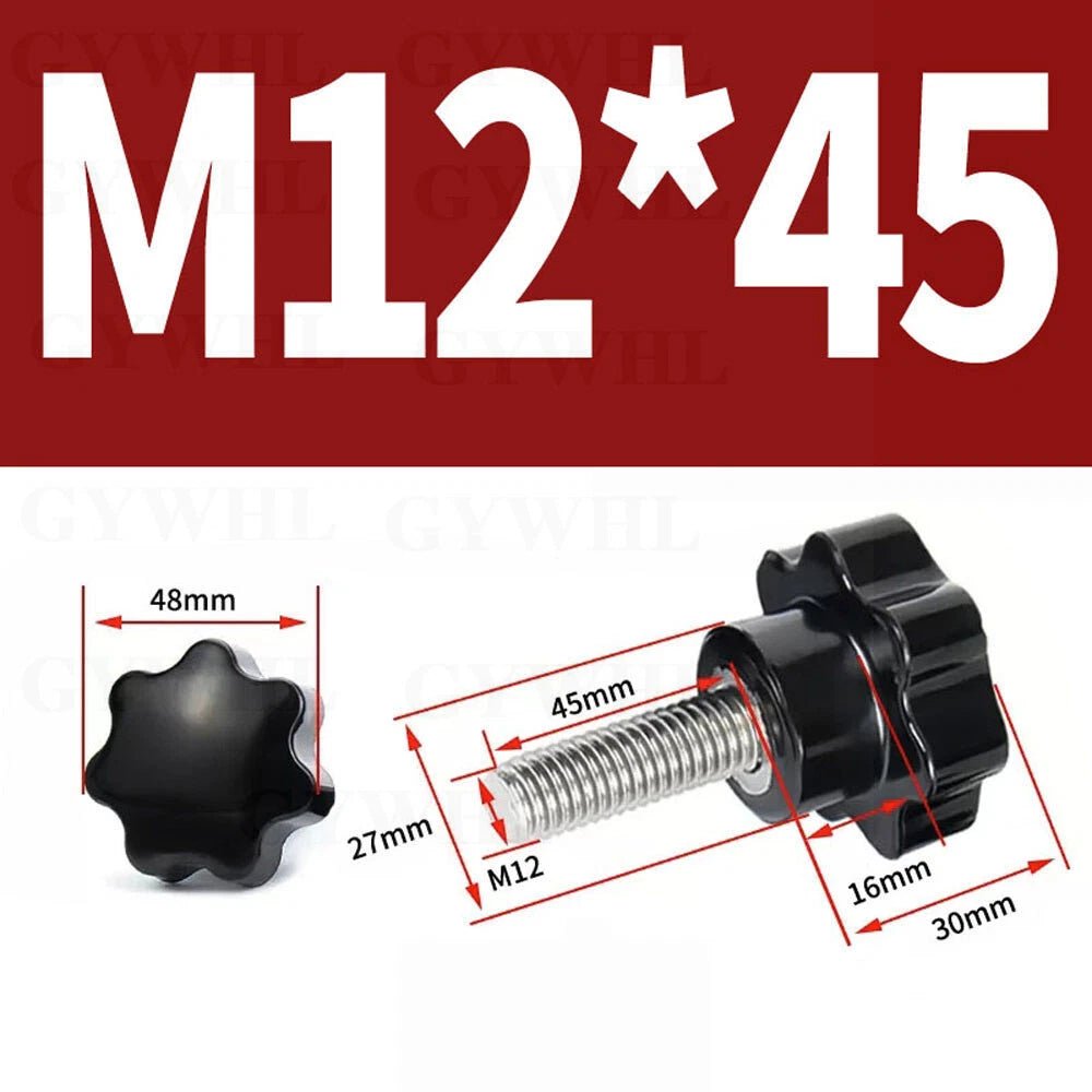 Stainless Thumb Screws Hand Knob Grip Bolts Black Plastic Hexalobular Star Head - HomeDIYer