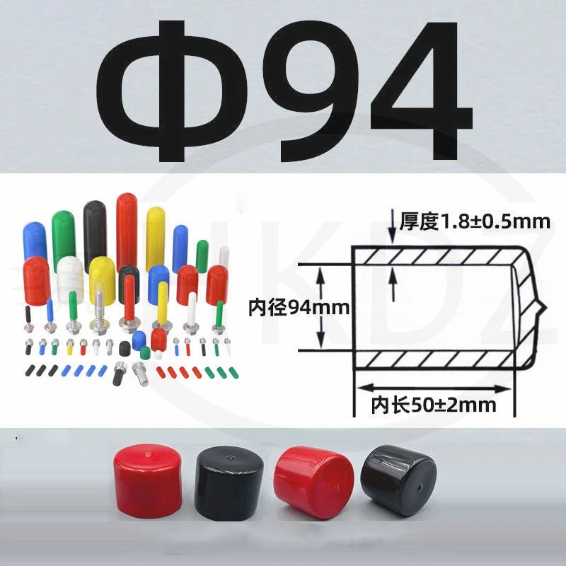 PVC End Caps for Screws, Bolts, Rods, Tubes & Cables – Thread Cover Protector, Rubber Plastic Caps (12-114mm, Multiple Colors)