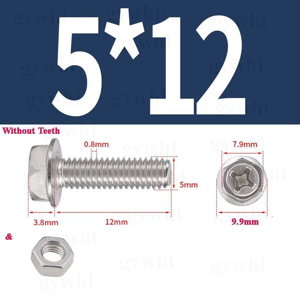 Phillips Hex Flange Bolts with Hex Nuts — Serrated & Smooth, M3–M8