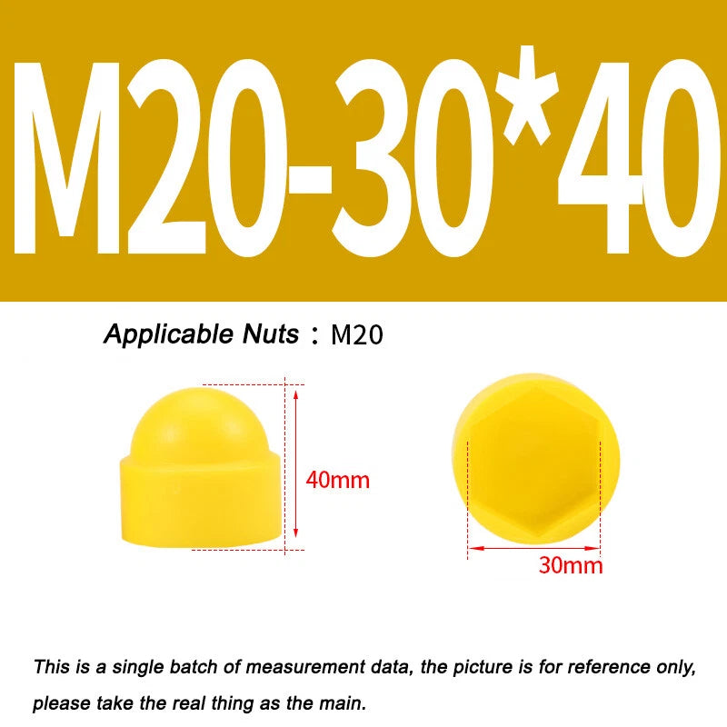 Hex Bolt & Nut Protection Caps – Plastic Hexagonal Screw Covers for M4 M5 M6 M8 M10 to M24 (PE, 5-100 Pack)