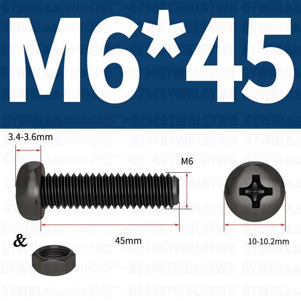 Black Pan Head Phillips Machine Screws + Hex Nuts Set – A2 Stainless Steel, M2 to M10