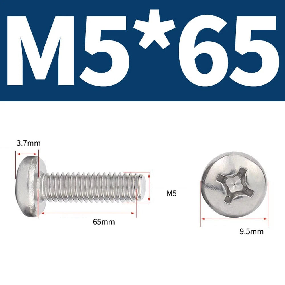 Phillips Pan Head Machine Screws — A4 Marine Grade Stainless Steel, DIN 7985 (M1.6–M10)