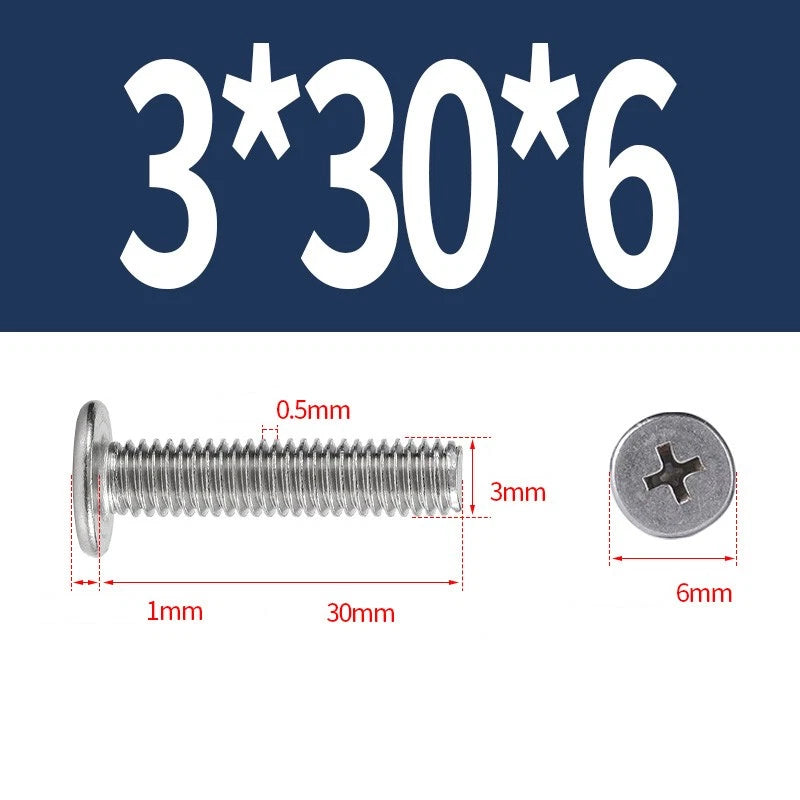M1–M8 Ultra Thin Flat Head Phillips Machine Screws – A2 Stainless Steel, Fully Threaded