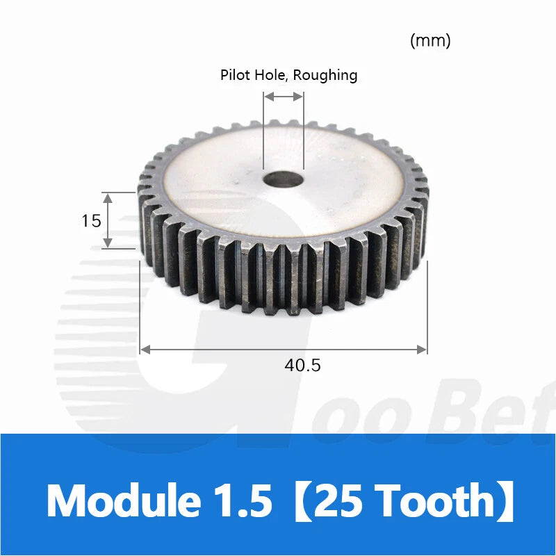 Mod 1 1.5 2 2.5 3 4 5 Spur Gear C45 Steel 12 Tooth - 160 Tooth Motor Pinion Flat