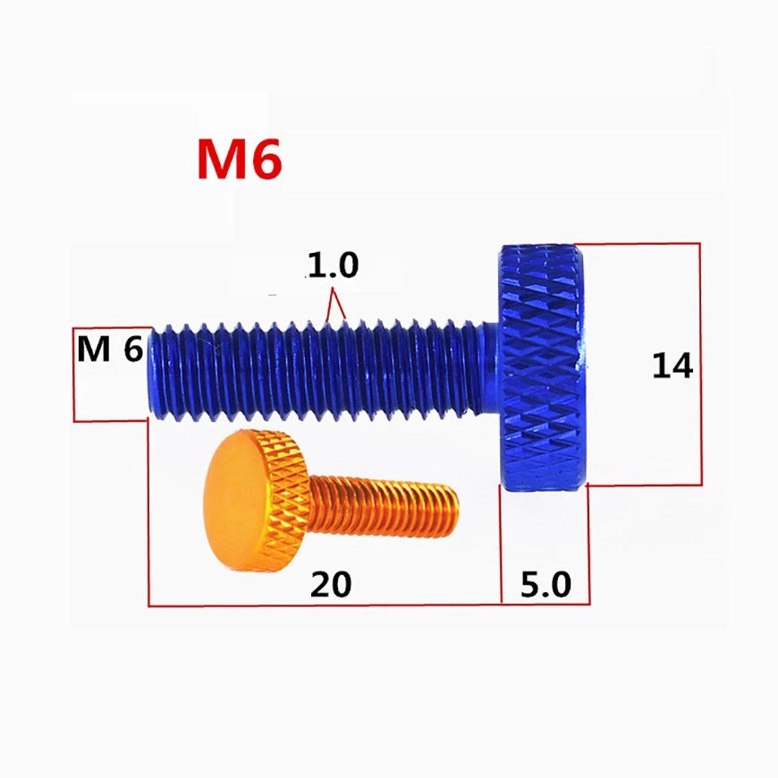 M6*10/15/20/30 Aluminum Bolts Knurled Flat Head Thumb Screws Anodized DIY Model