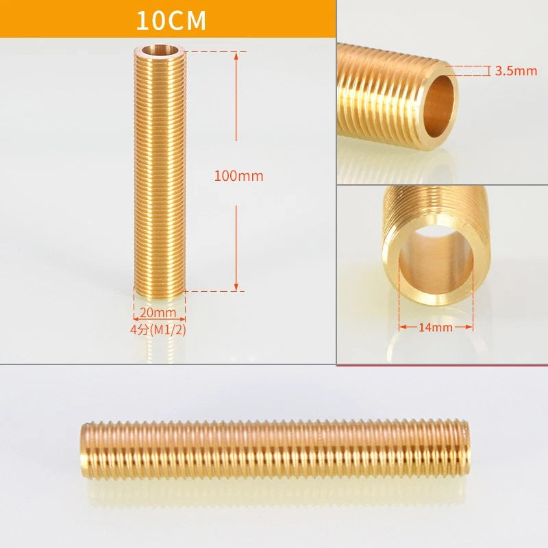 1/2" BSP Brass Male Thread Extension Pipe Nipple Connector | 3–12cm