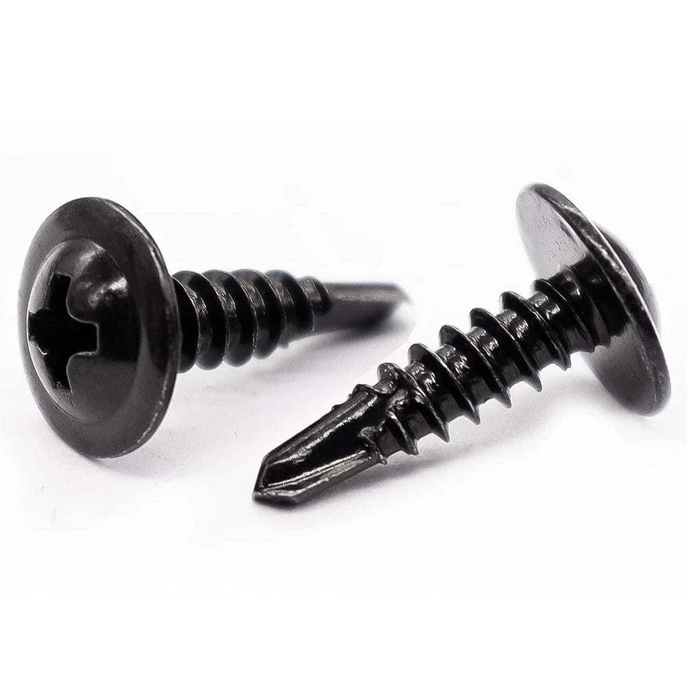 190pcs #8 Black Truss Head Self Tapping Screws – 410 Stainless Steel Kit