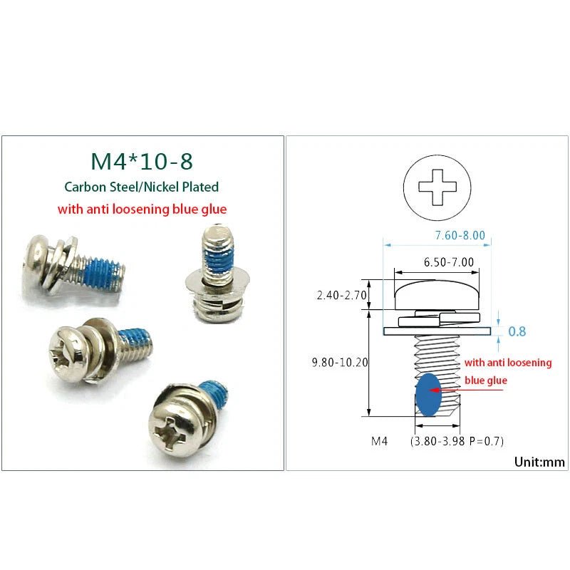 M2 M2.6 M4 Phillips Pan Head Machine Screws with Built - In Washer — Carbon Steel, Nickel / Black / Colored Zinc - HomeDIYer