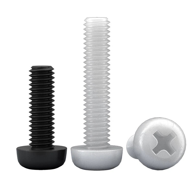 Nylon Pan Head Phillips Screws | Metric M2–M8 | DIN 7985 | White & Black | 5–500 pcs