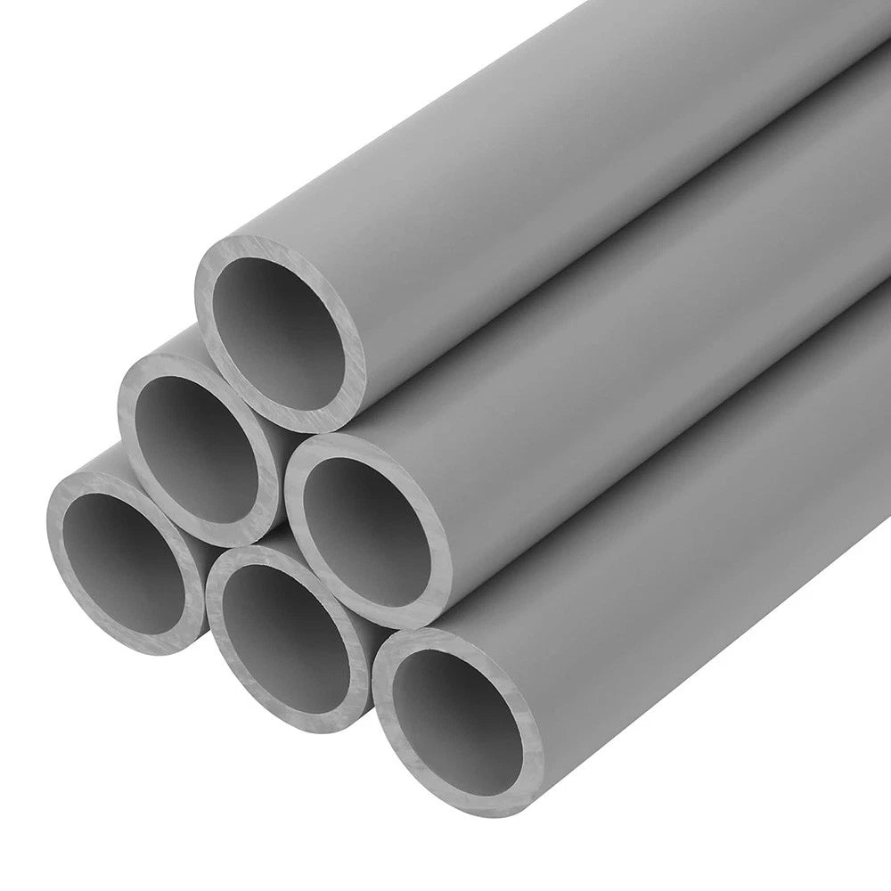 Grey PVC Round Tube Pipe – Solvent Weld, 20mm to 315mm OD, Cut to Length