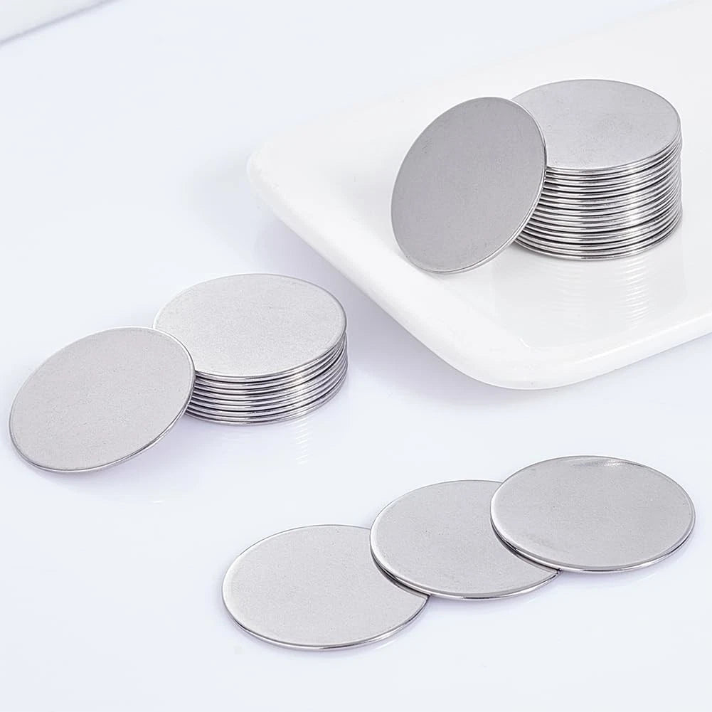 304 Stainless Steel Blank Round Disc — Metal Plate Ø18–80mm, 1–5mm Thick