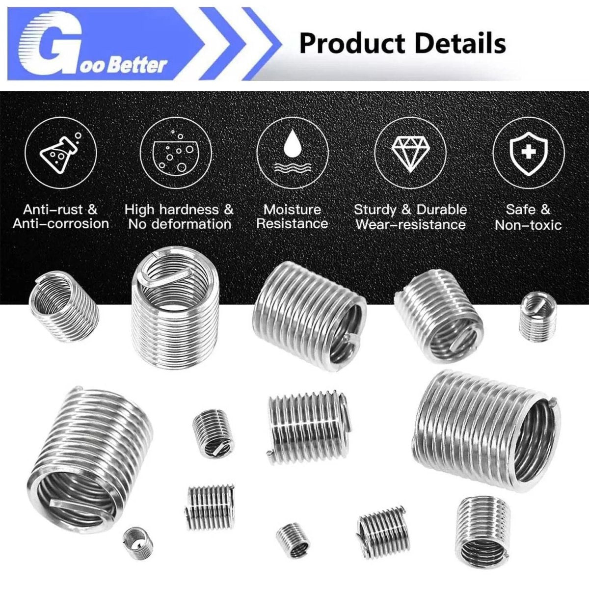 200Pcs Stainless Steel Wire Thread Repair Inserts Coarse Thread Kit DIN 8140 - HomeDIYer