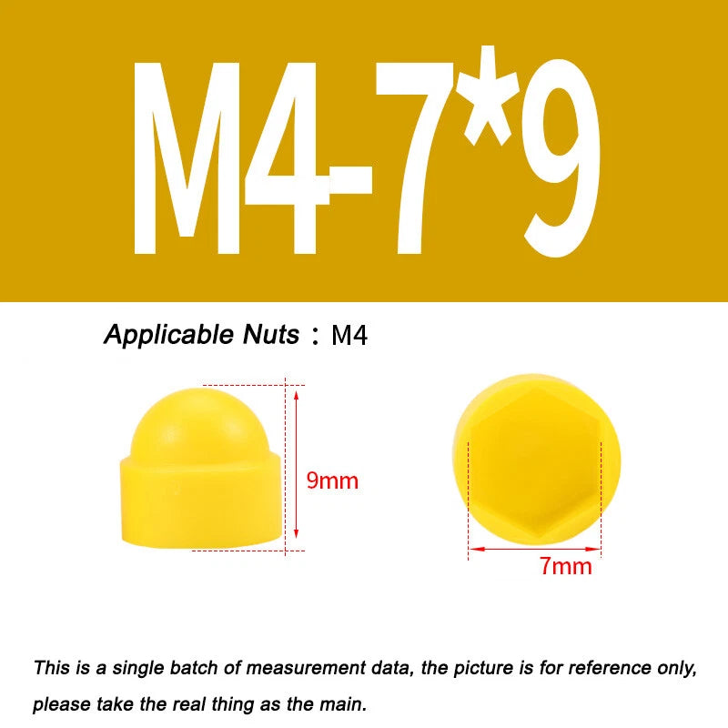 Hex Bolt & Nut Protection Caps – Plastic Hexagonal Screw Covers for M4 M5 M6 M8 M10 to M24 (PE, 5-100 Pack)