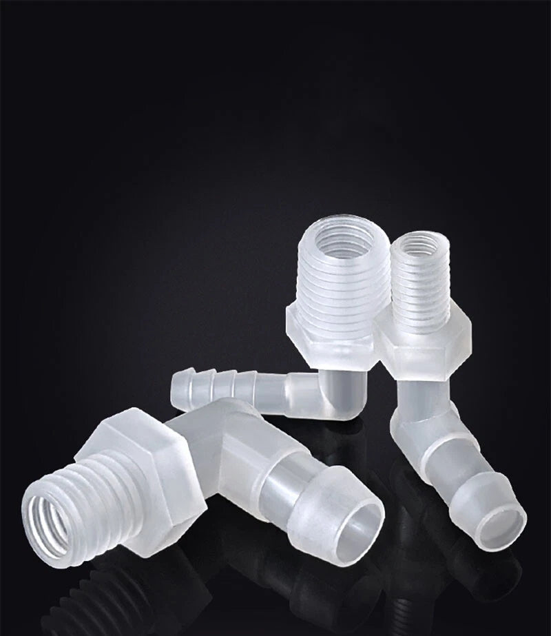 90 Degree Elbow Barbed Hose Fitting — Plastic Tube Connector 6.4–19.5mm