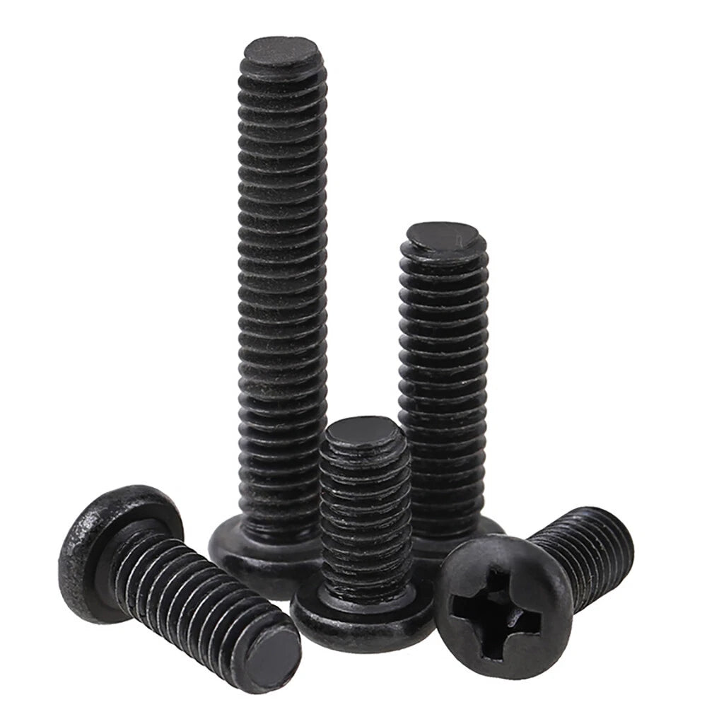 Black Pozi Pan Head Machine Screws M1–M5 | Micro Screws for Eyeglasses, Electronics & Computers