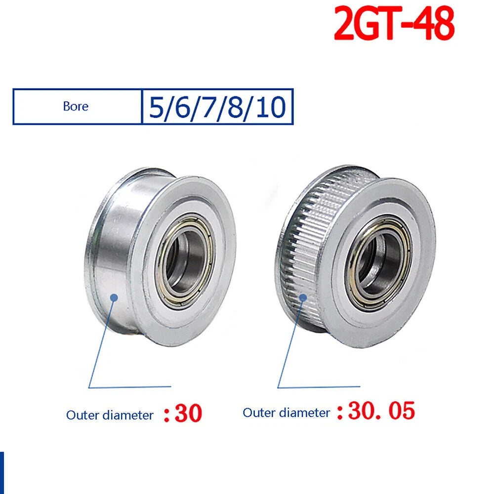 GT2 Idler Timing Pulley Bearing 16T-60T 3-15mm Bore for 6/11mm Width Timing Belt