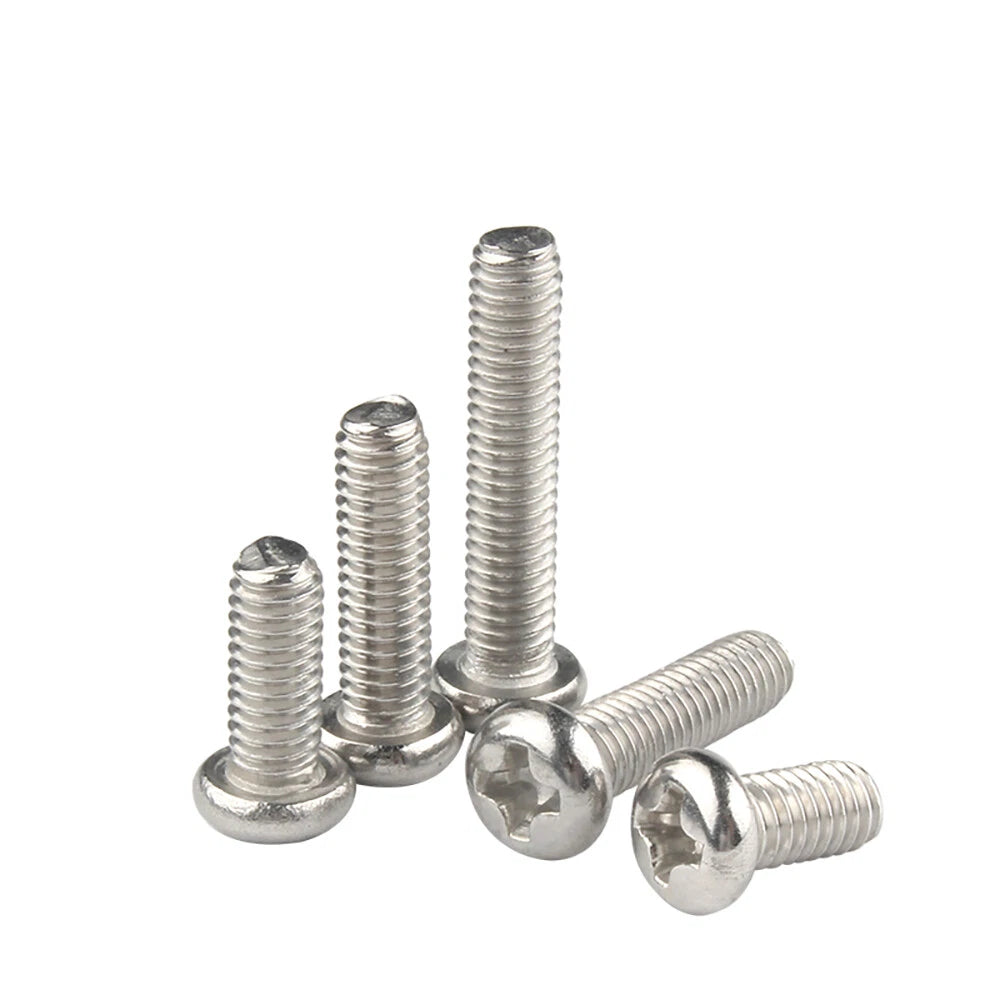 A2 Stainless Steel Pan Head Phillips Micro Machine Screws M1.0 M1.2 M1.4 M1.6 M2 M2.5 M3 M3.5 — 3mm to 120mm
