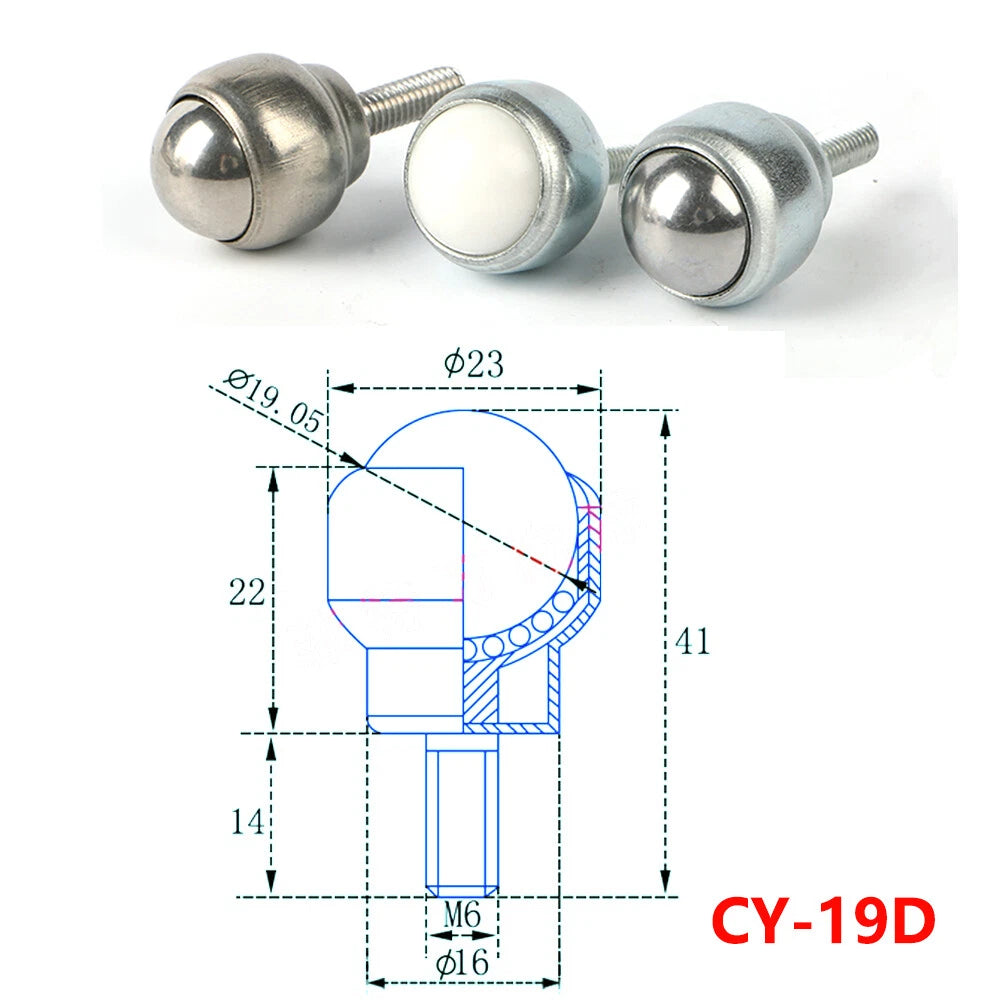 Ball Transfer Bearing Unit Casters Conveyor Roller M5 M6 M8 M10 Male Thread Bolt