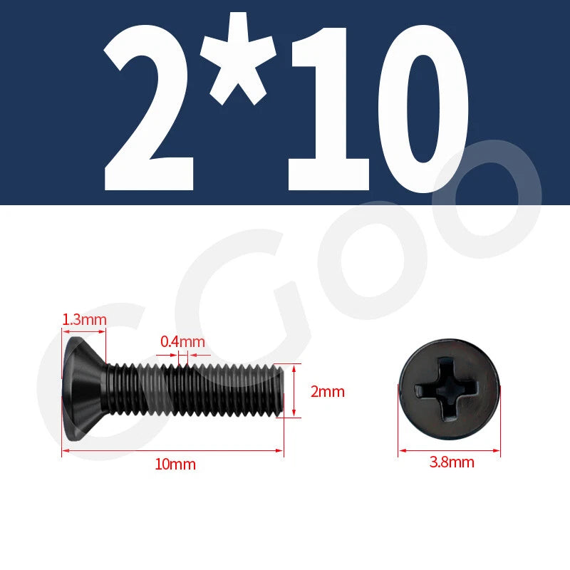 M2 Stainless Steel Black Phillips Flat Head Countersunk Machine Screws DIN 965