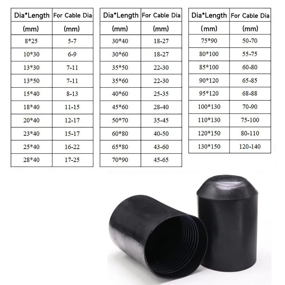 Heat Shrink End Caps with Adhesive Glue Lined — 8mm to 130mm, 2:1 Ratio, 35KV Rated