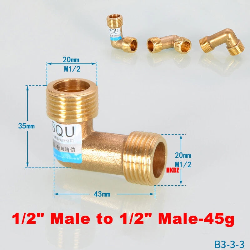 BSP Brass Elbow Pipe Fittings — 1/2" Male & Female Threaded Connector for Air & Water
