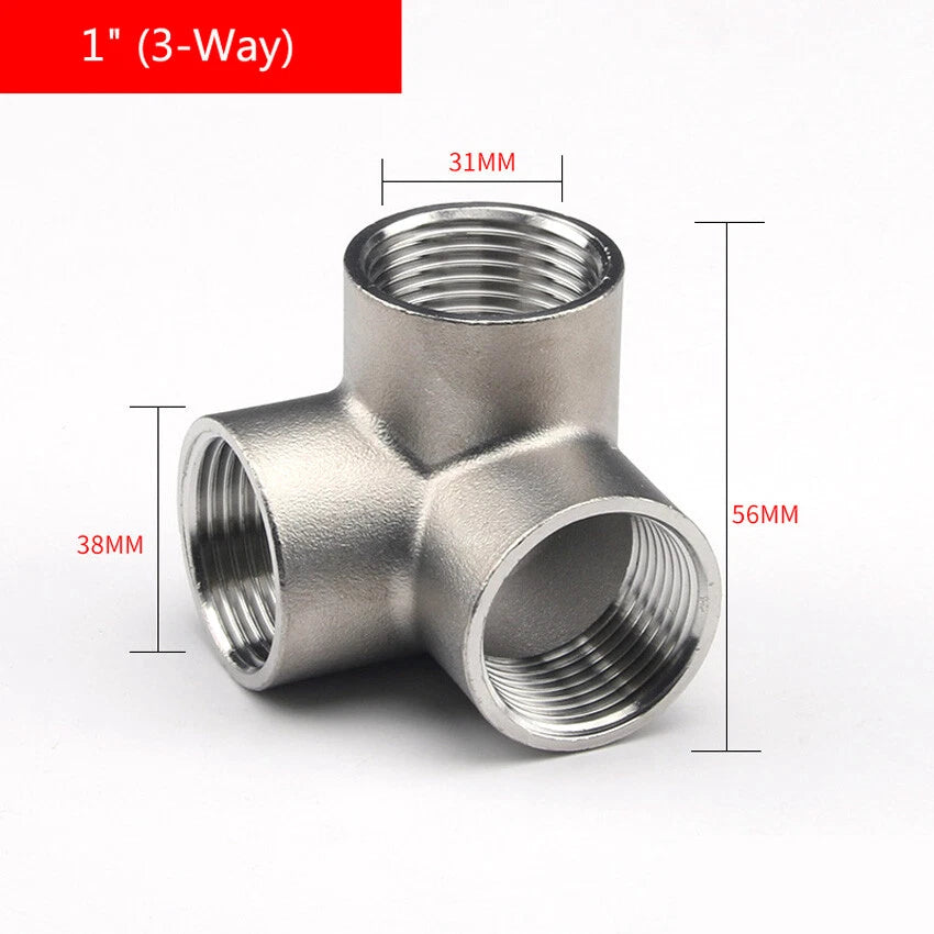 Stainless Steel BSP Female 3-Way & 4-Way Pipe Fitting Connectors